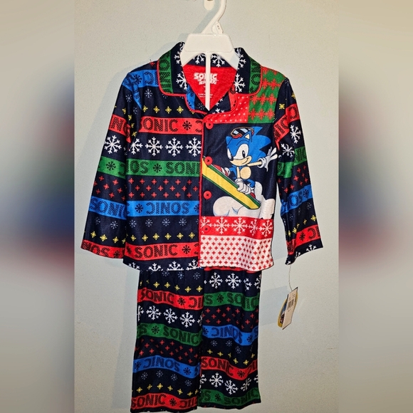 NWT-Sonic The Hedgehog-Toddler-Christmas Pajama Set-Size 3T-Red, Blue & Green - Picture 1 of 3